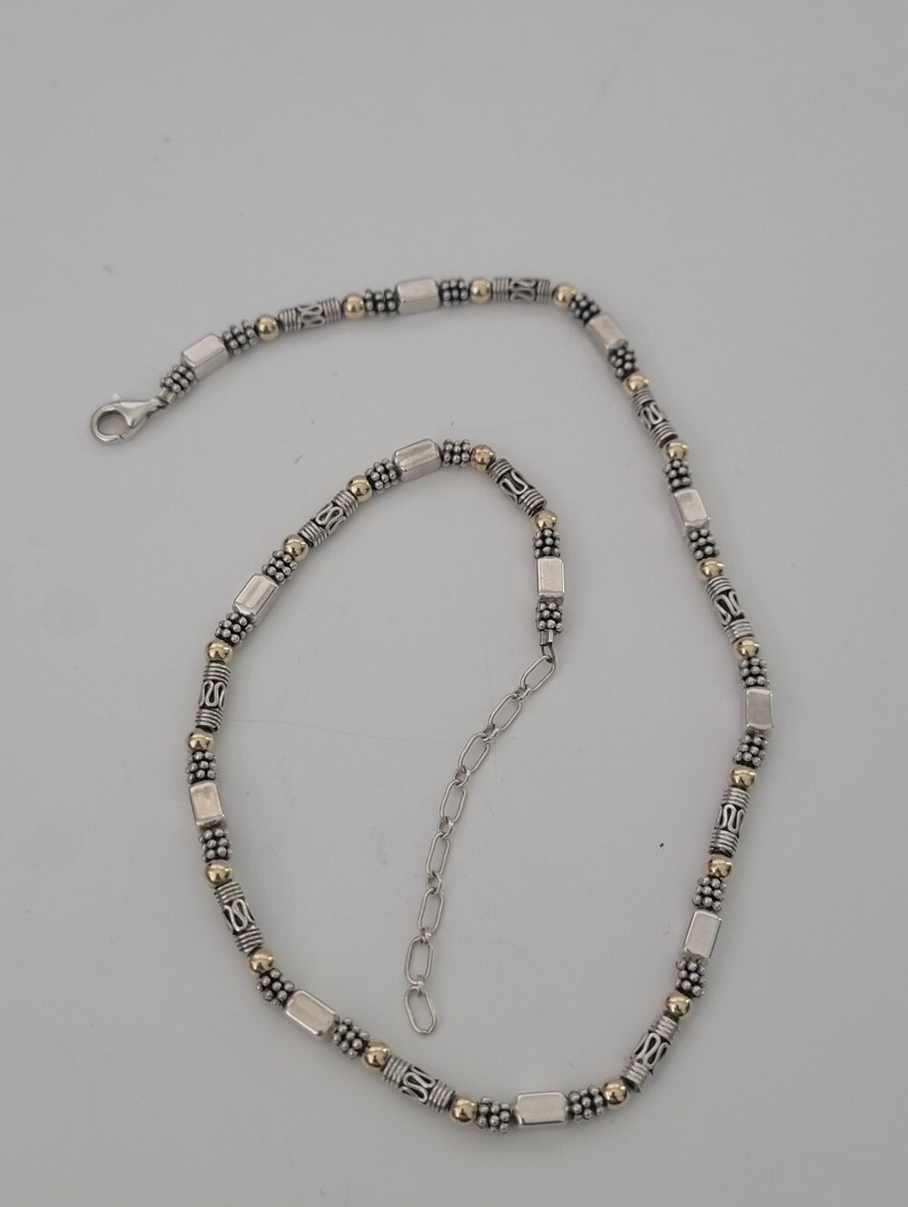 Two-Tone Sterling Silver 925 And Gold-Filled Beaded Necklace